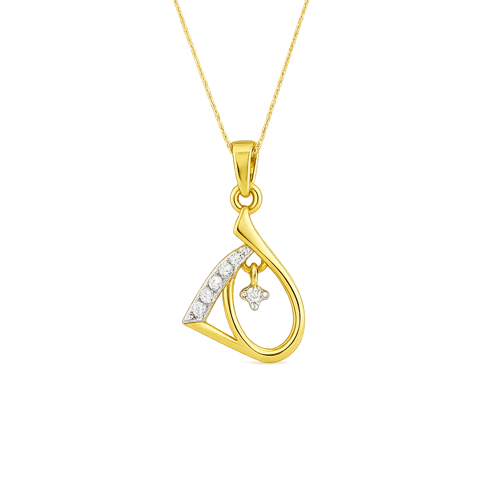 Flowing Triangle Heart Diamond Pendant