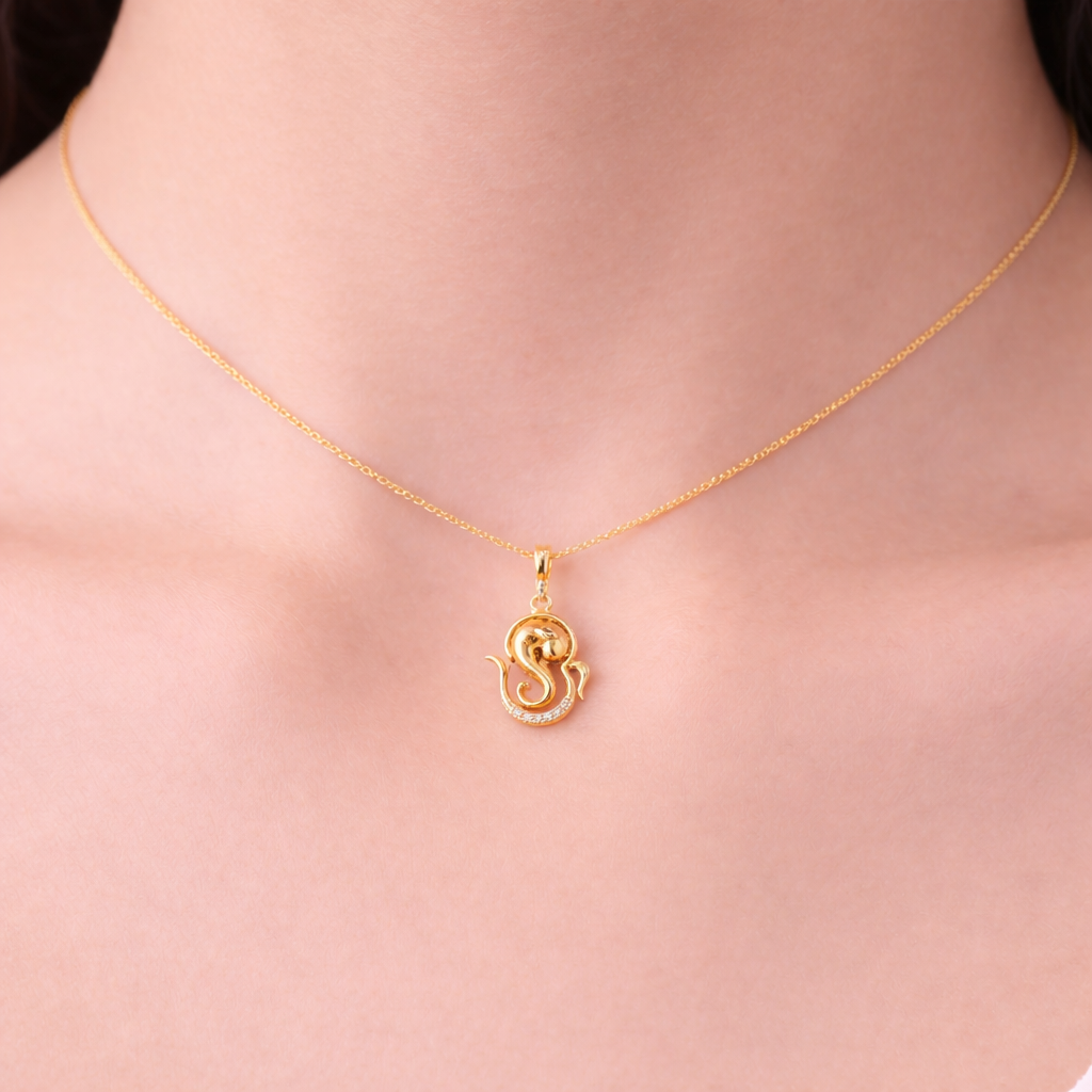 Divine Om Flow Diamond Pendant in 9 Karat Gold