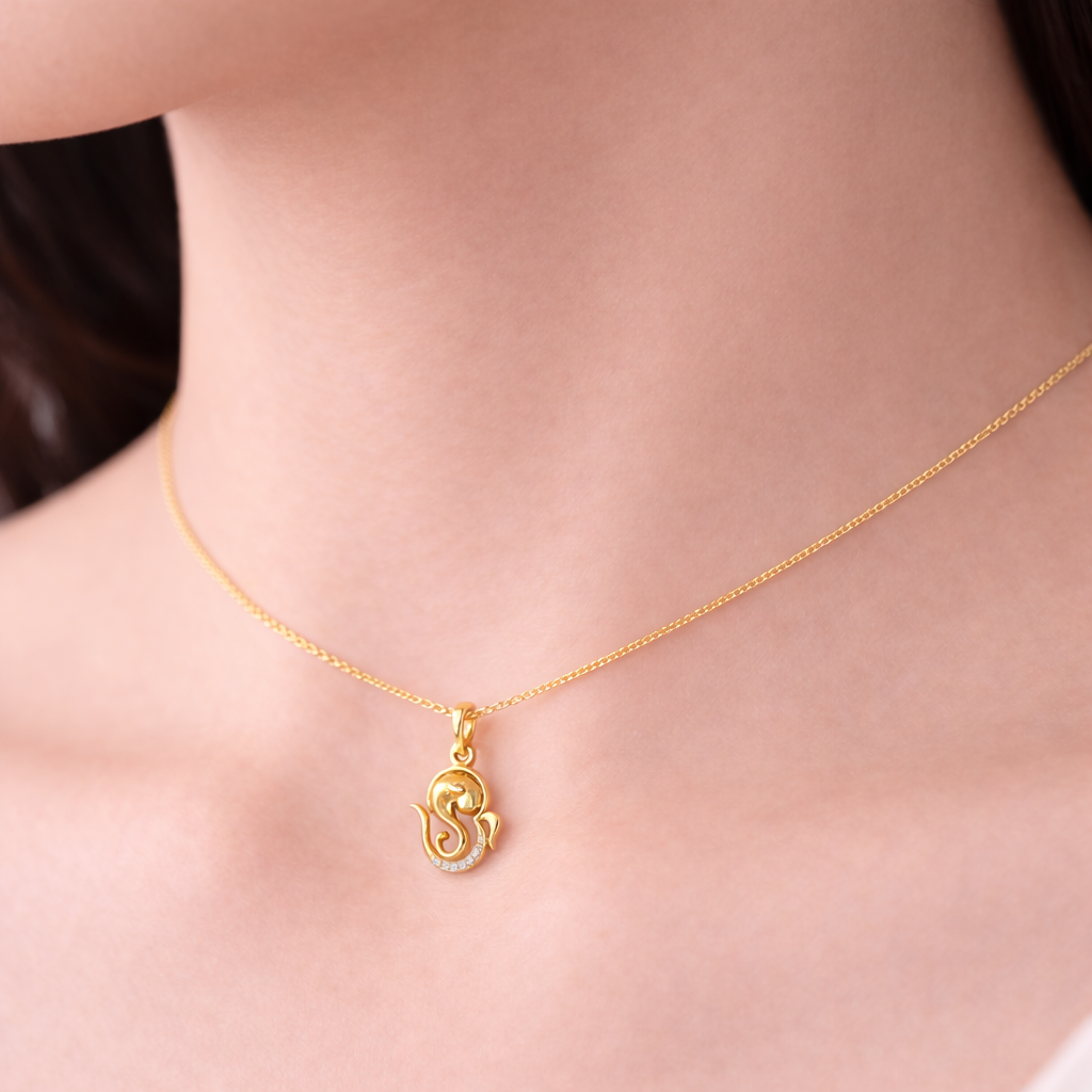 Divine Om Flow Diamond Pendant in 9 Karat Gold