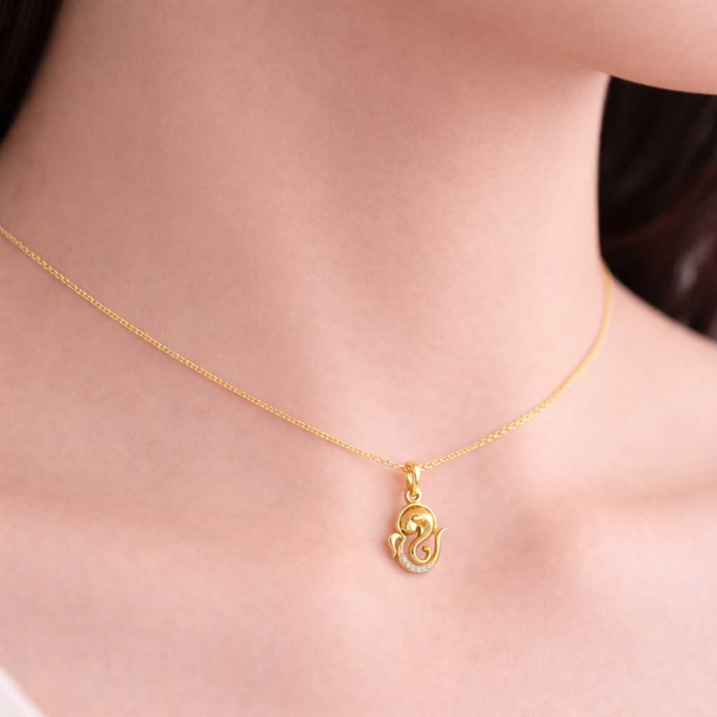 Divine Om Flow Diamond Pendant in 9 Karat Gold