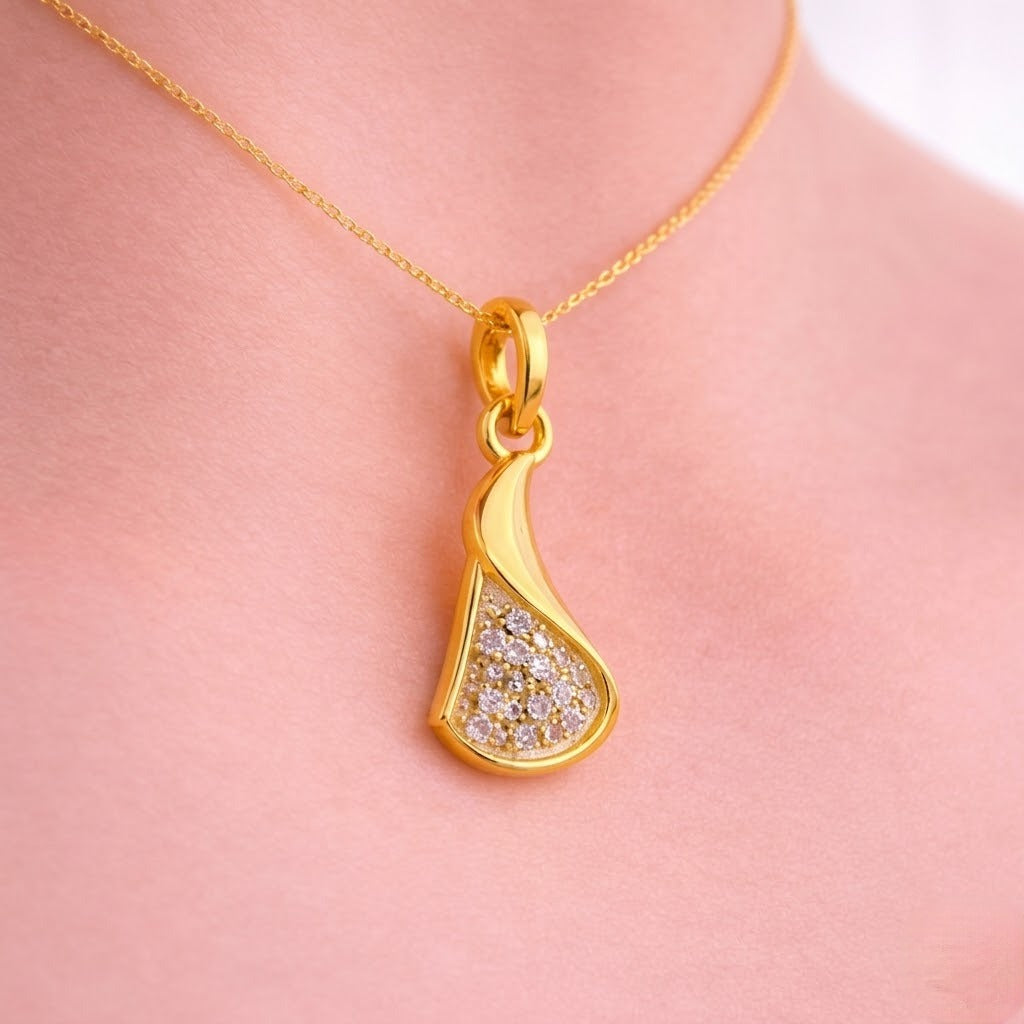 Golden Wave Diamond Pendant