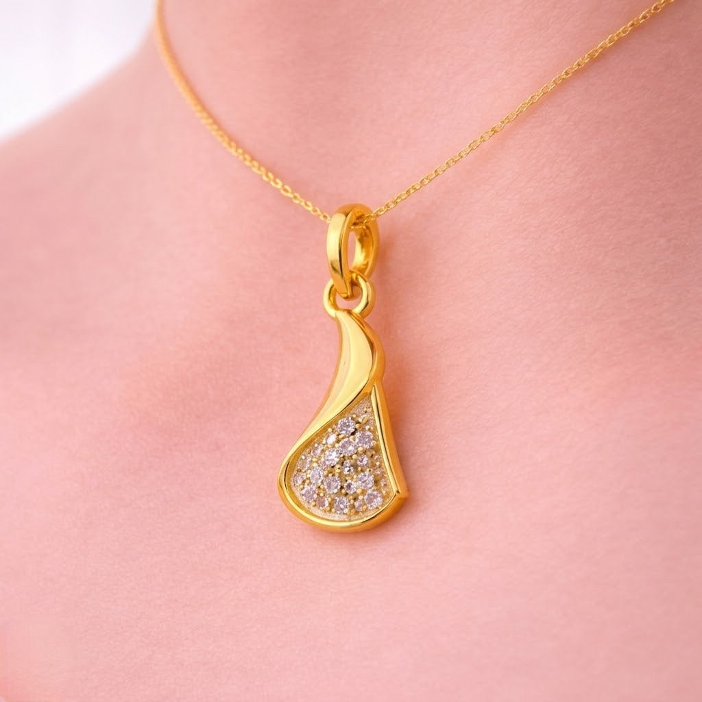 Golden Wave Diamond Pendant