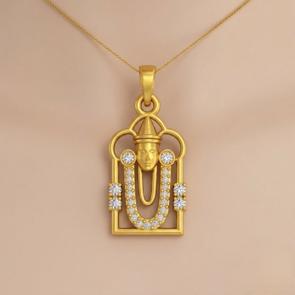Sacred Aura Devotional Motif diamond gold pendant
