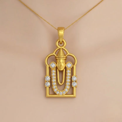 Sacred Aura Devotional Motif diamond gold pendant