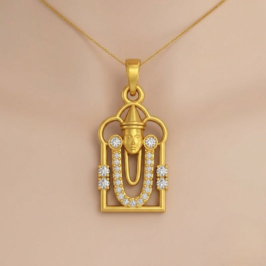 Sacred Aura Devotional Motif diamond gold pendant