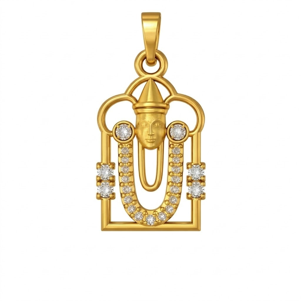 Sacred Aura Devotional Motif diamond gold pendant