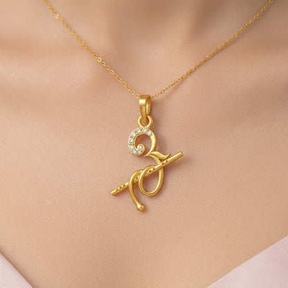 Divine Om Flute Diamond Gold Pendant