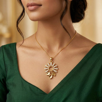 Radiant Diamond Floral Pendant