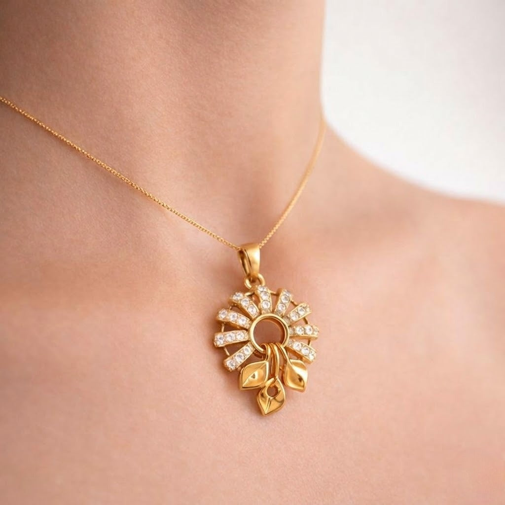 Radiant Diamond Floral Pendant