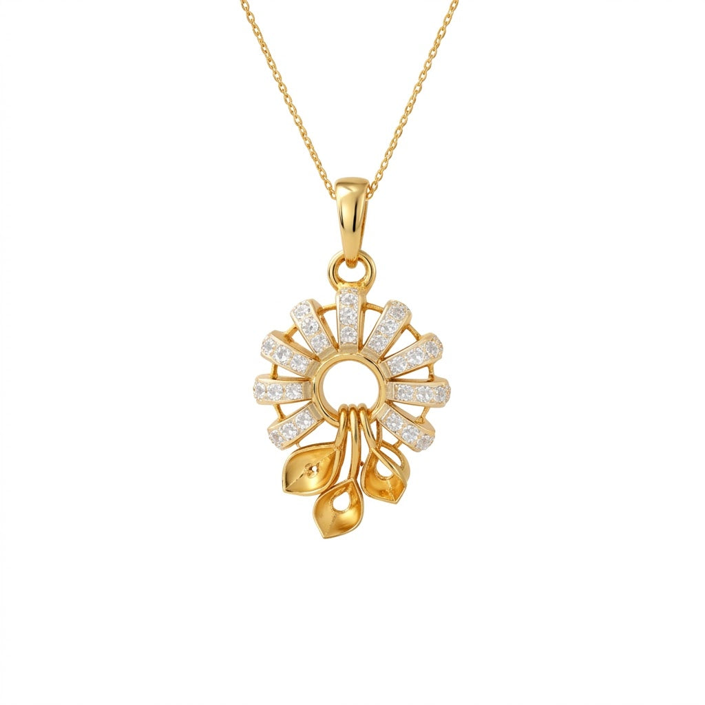 Radiant Diamond Floral Pendant