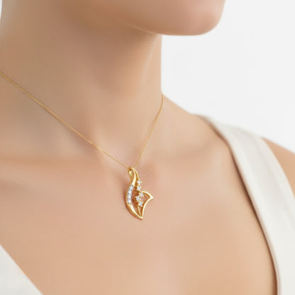 9K Elegant Curve Diamond Gold Pendant