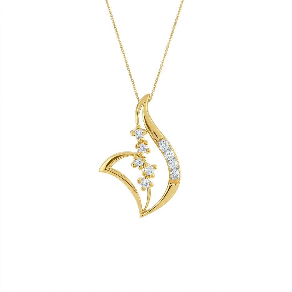 9K Elegant Curve Diamond Gold Pendant