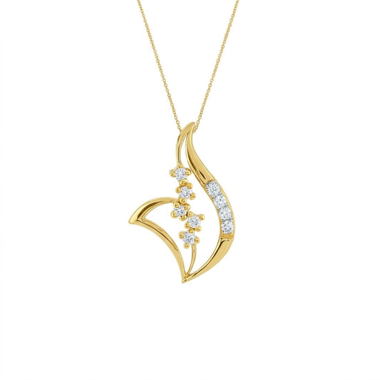 9K Elegant Curve Diamond Gold Pendant