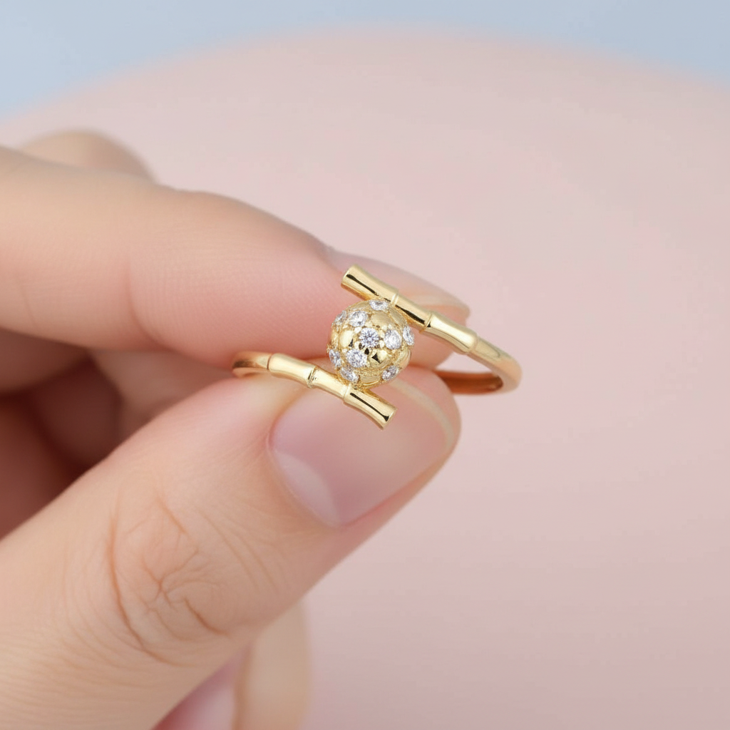 Split Band Cluster Diamond Gold Ring