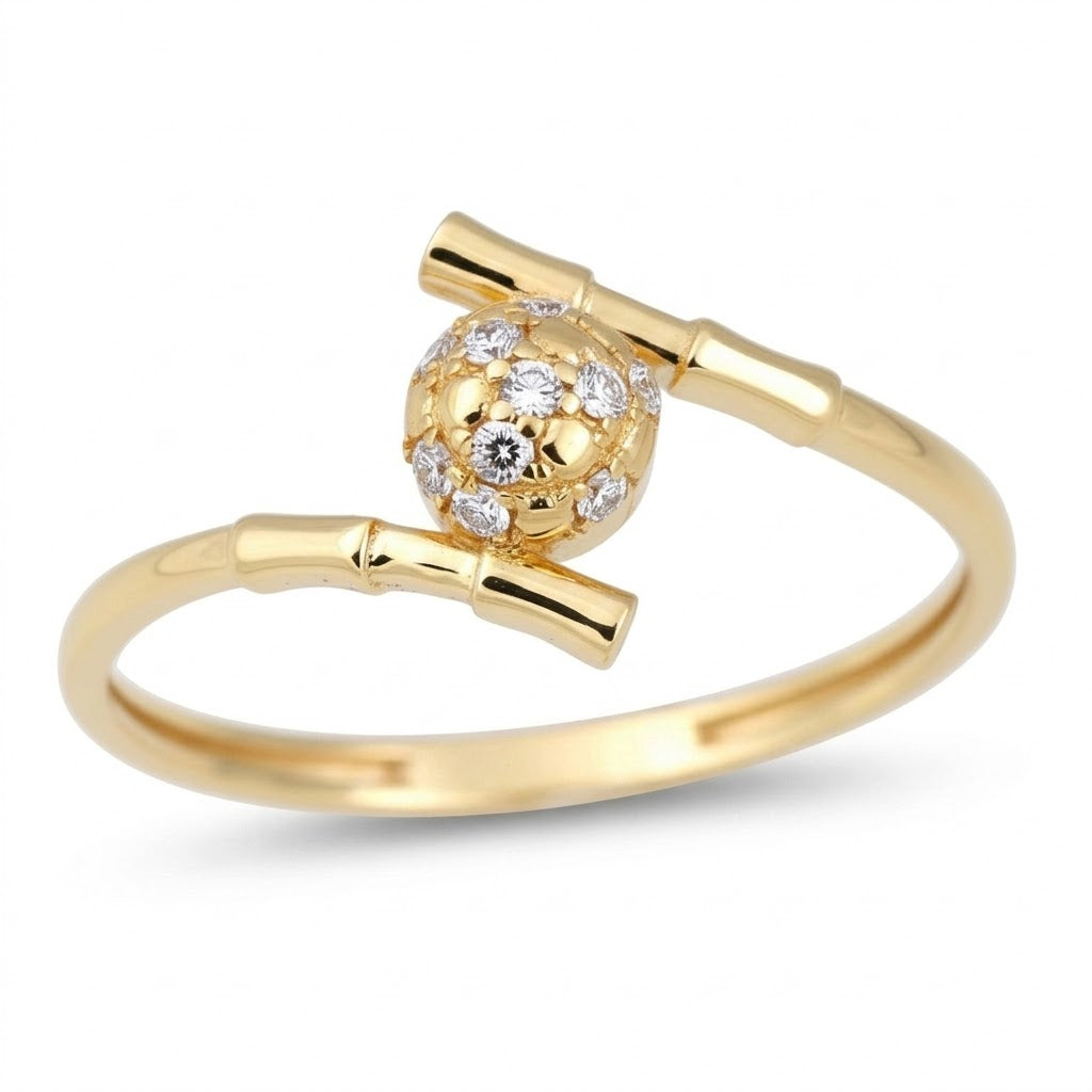 Split Band Cluster Diamond Gold Ring