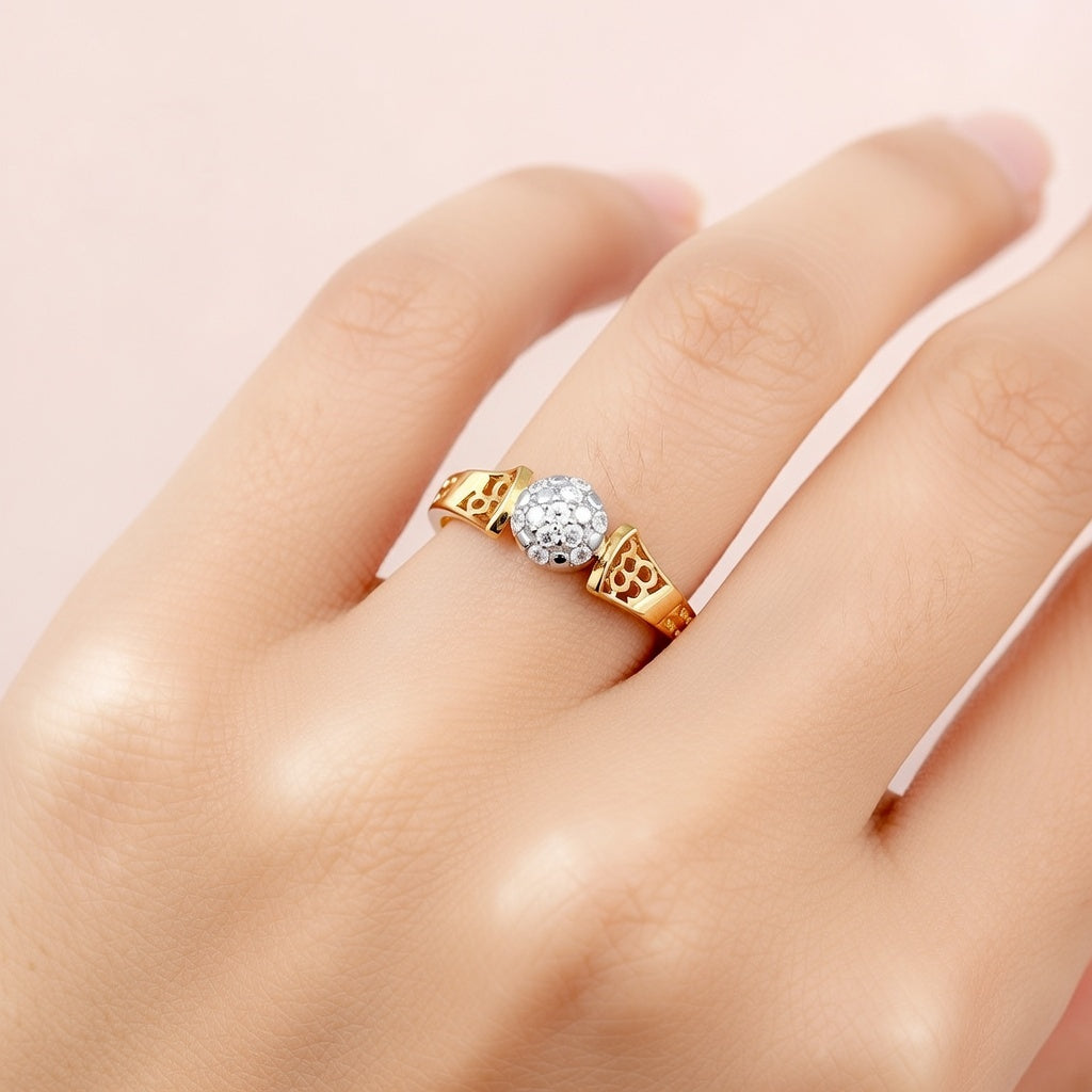 Classic Filigree Cluster Diamond Gold Ring