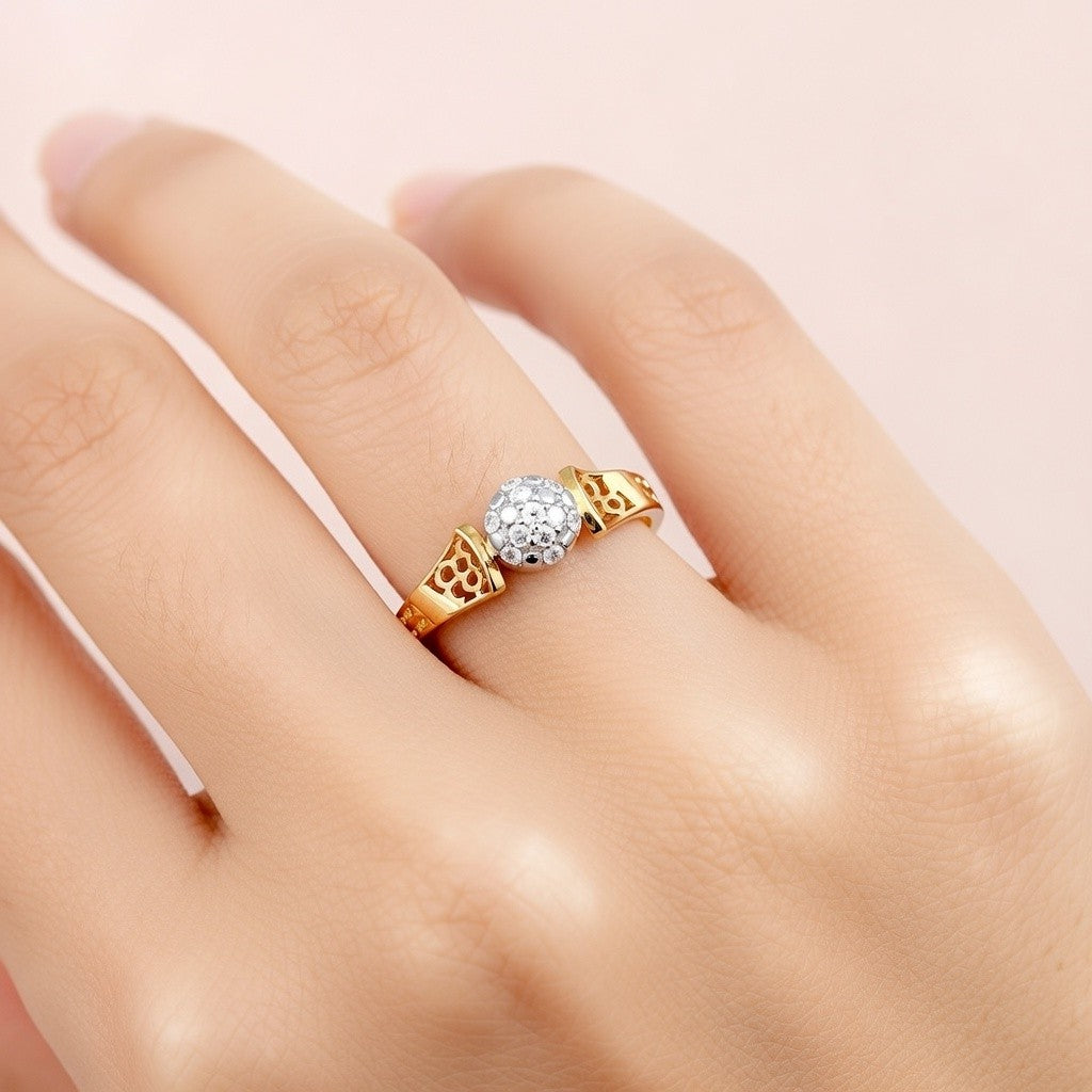 Classic Filigree Cluster Diamond Gold Ring