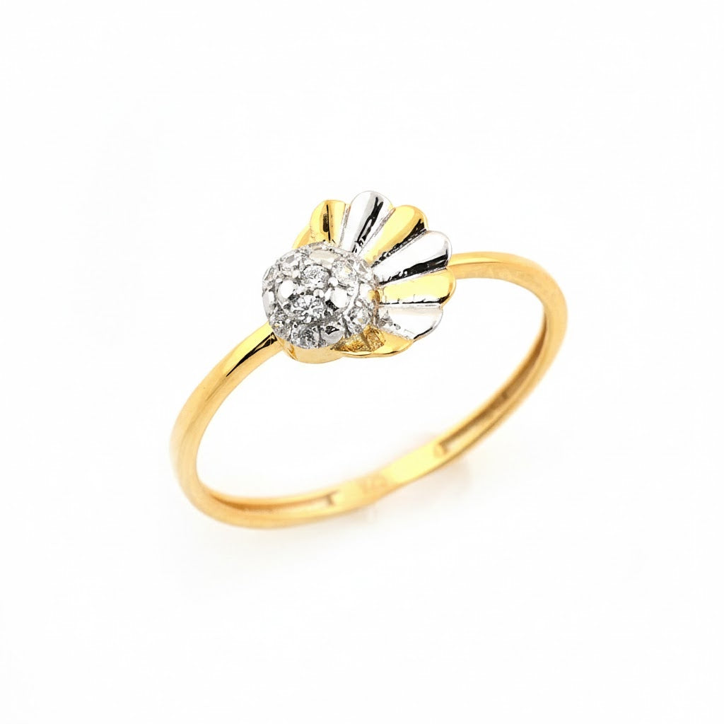 Radiant Fan Motif Floral Diamond Gold Ring