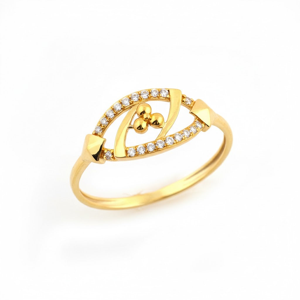 Elegant Oval Twist Sparkle Diamond Gold Ring
