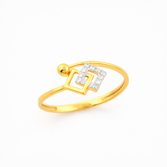 Square Embrace Accent Diamond Gold Ring