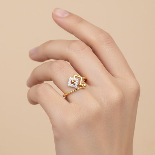 Square Embrace Accent Diamond Gold Ring