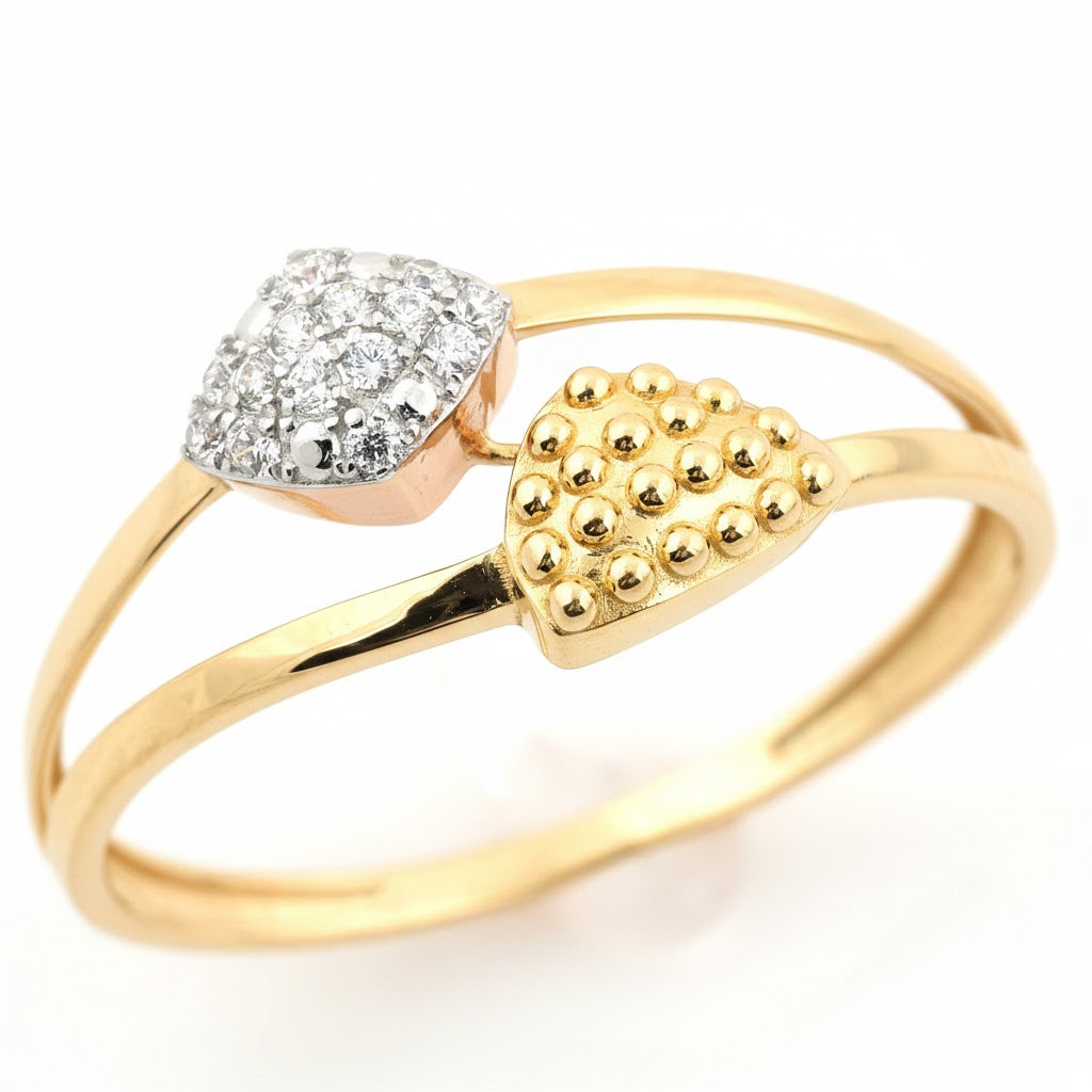 Textured Heart Cluster Diamond Gold Ring