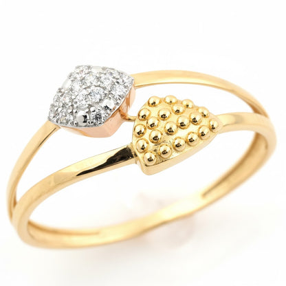 Textured Heart Cluster Diamond Gold Ring
