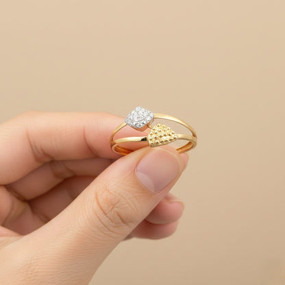 Textured Heart Cluster Diamond Gold Ring