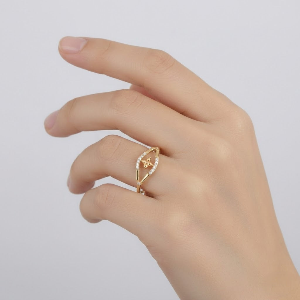 Ornate Marquise Center Harmony Diamond Gold Ring