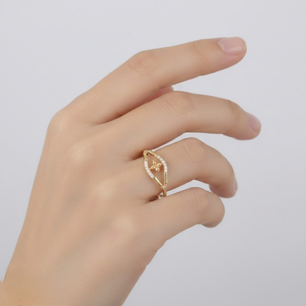 Ornate Marquise Center Harmony Diamond Gold Ring