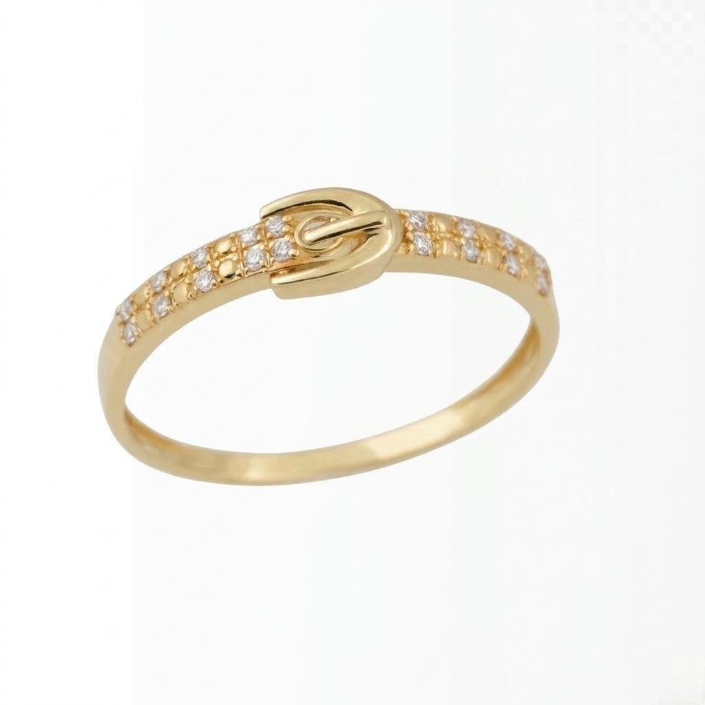 Bold Clasp Center Sparkle Design Diamond Gold Ring