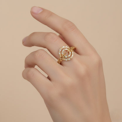 Elegant Circular Harmony Sparkle Diamond Gold Ring