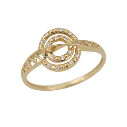 Elegant Circular Harmony Sparkle Diamond Gold Ring