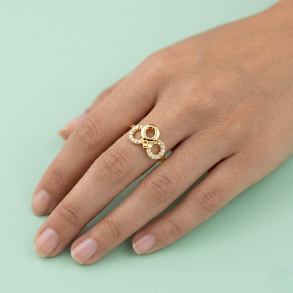 Triple Circle Diamond Gold Ring