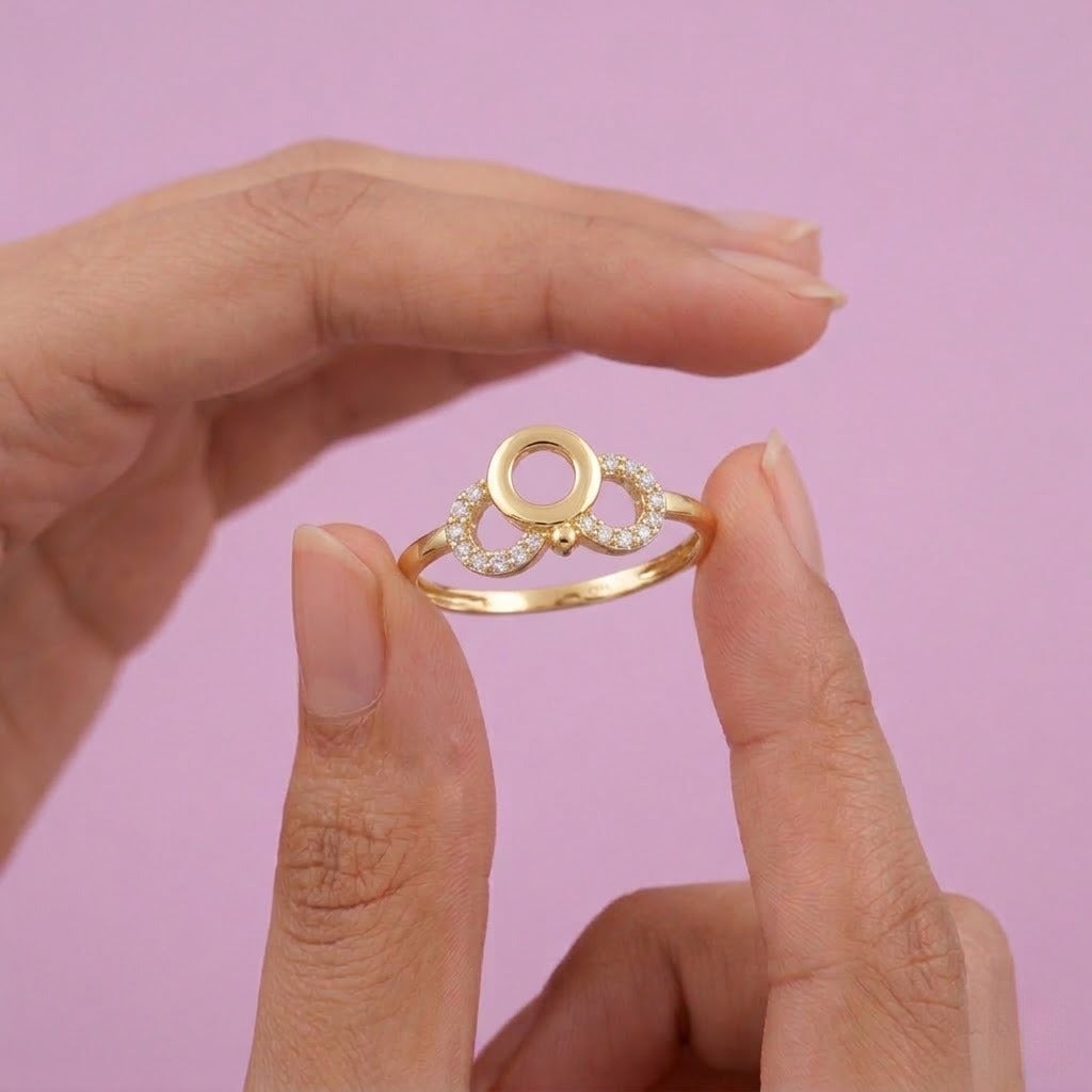 Triple Circle Diamond Gold Ring