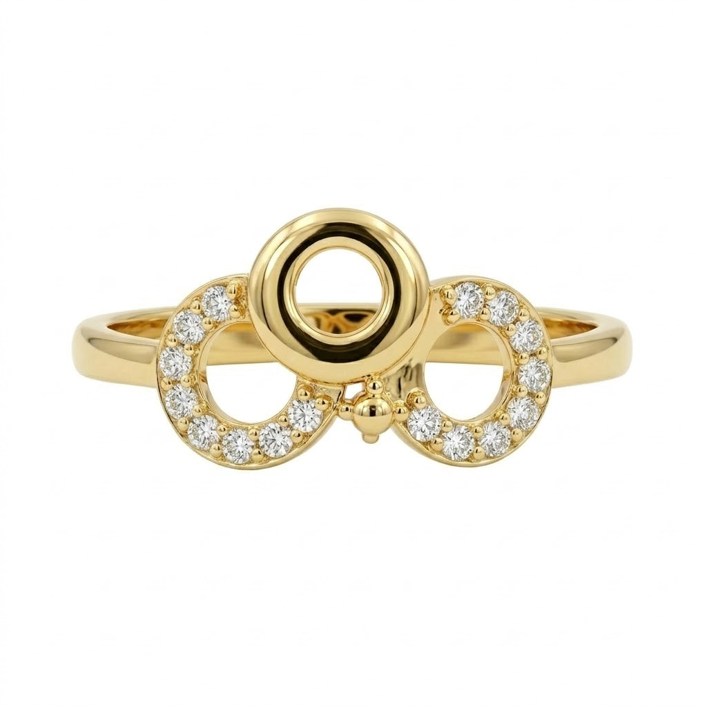Triple Circle Diamond Gold Ring