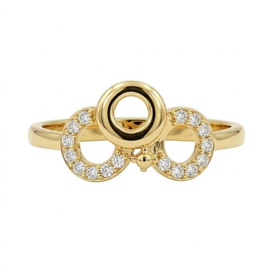 Triple Circle Diamond Gold Ring