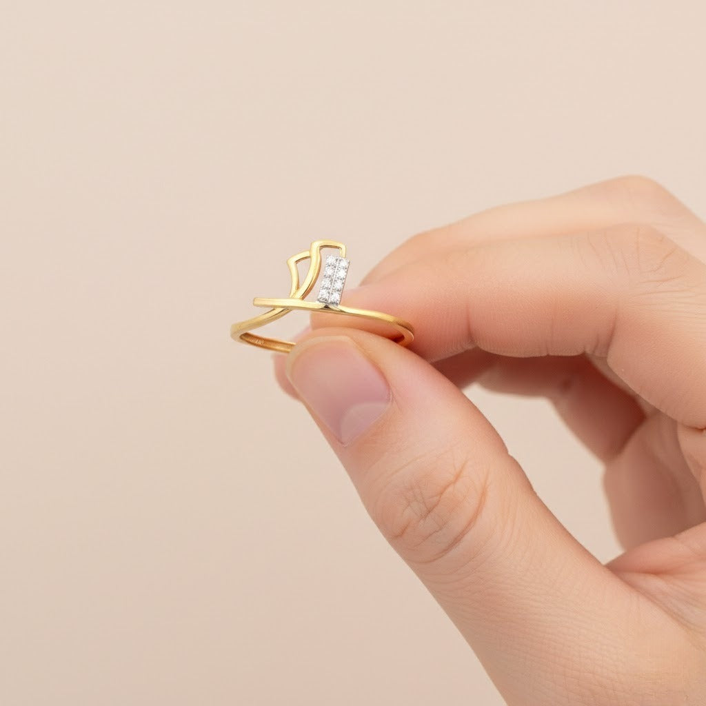 Abstract Loop Diamond Gold Ring