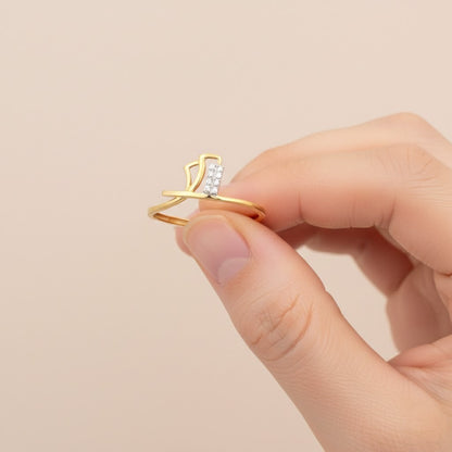 Abstract Loop Diamond Gold Ring