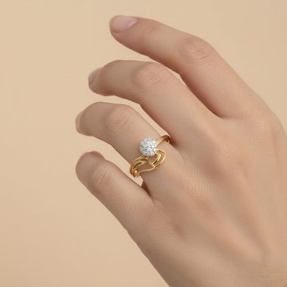 Artful open swirl diamond gold ring