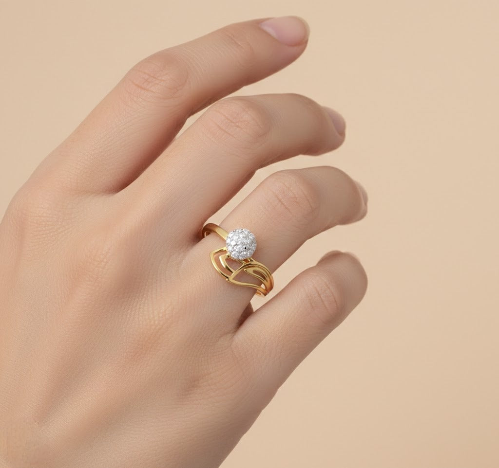 Artful open swirl diamond gold ring