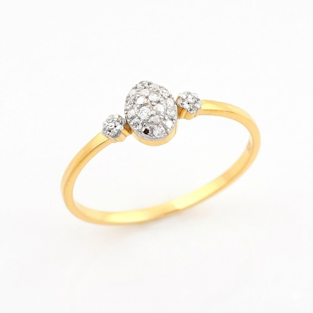 Oval trilogy cluster diamond gold ring