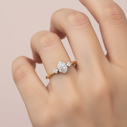 Oval trilogy cluster diamond gold ring