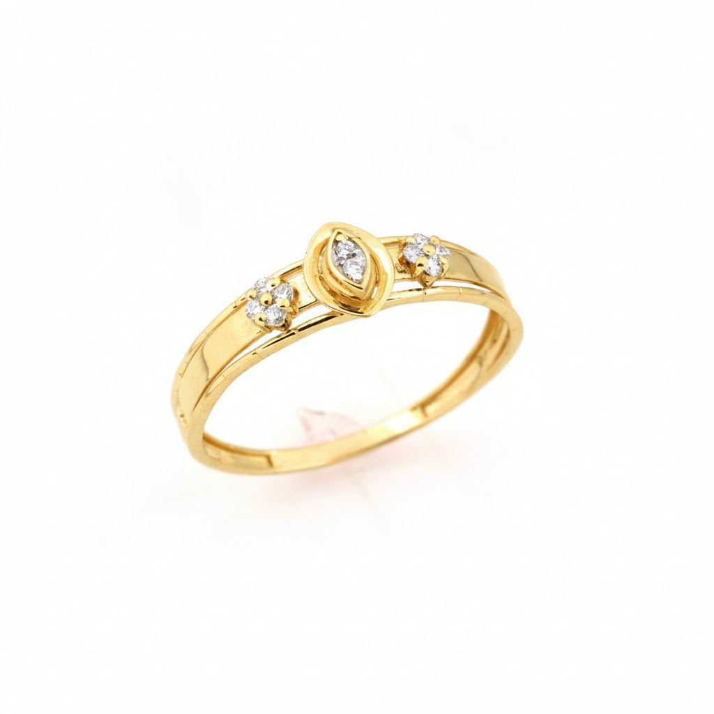 Classic Teardrop Trio Accent Diamond Gold Ring