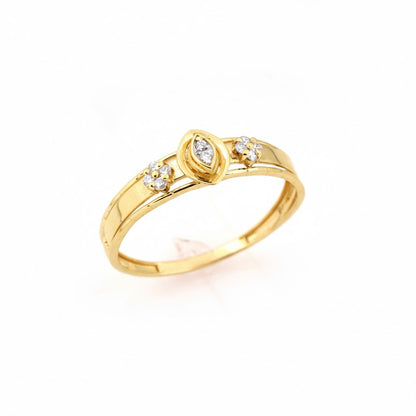 Classic Teardrop Trio Accent Diamond Gold Ring