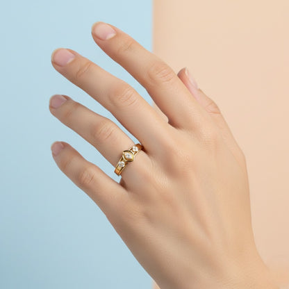 Classic Teardrop Trio Accent Diamond Gold Ring
