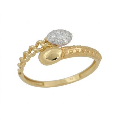 Royal Chain Blossom Sparkle Design Diamond Gold Ring