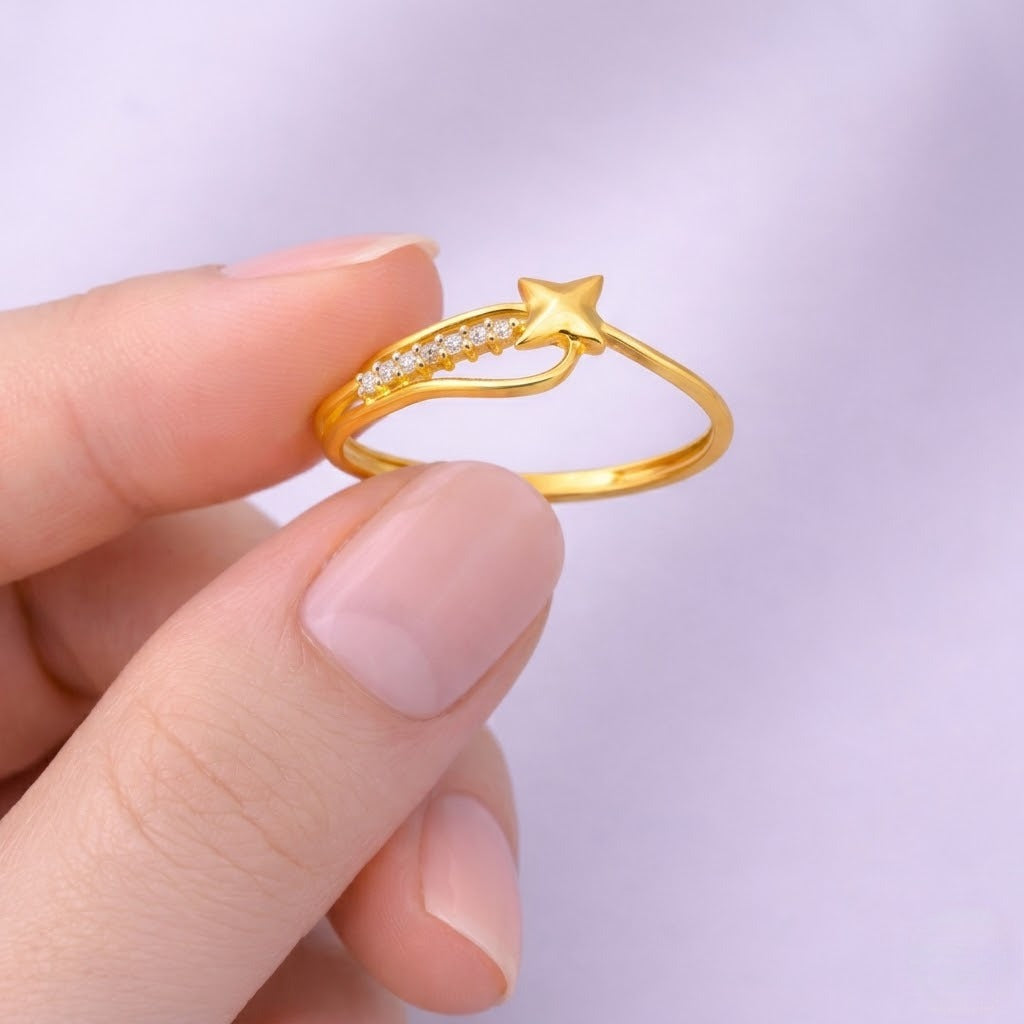 Shining Star Trail Sparkle Diamond Gold Ring