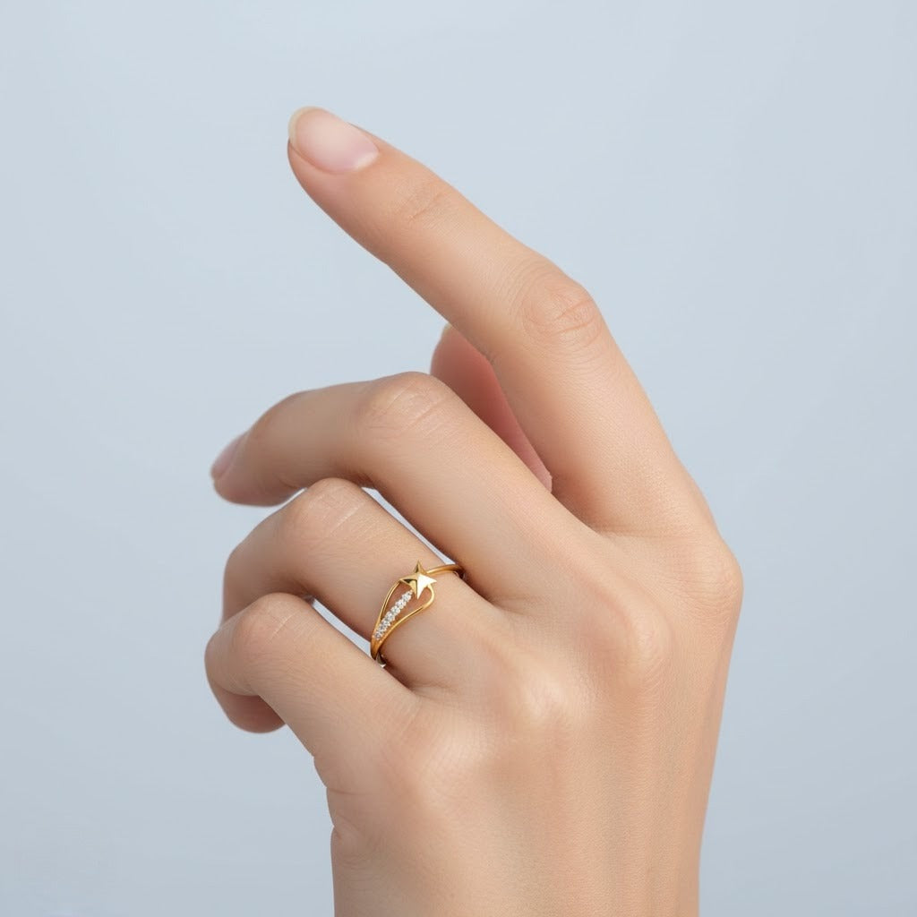 Shining Star Trail Sparkle Diamond Gold Ring