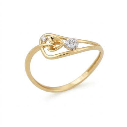 Graceful Heart Loop Sparkle Diamond Gold Ring